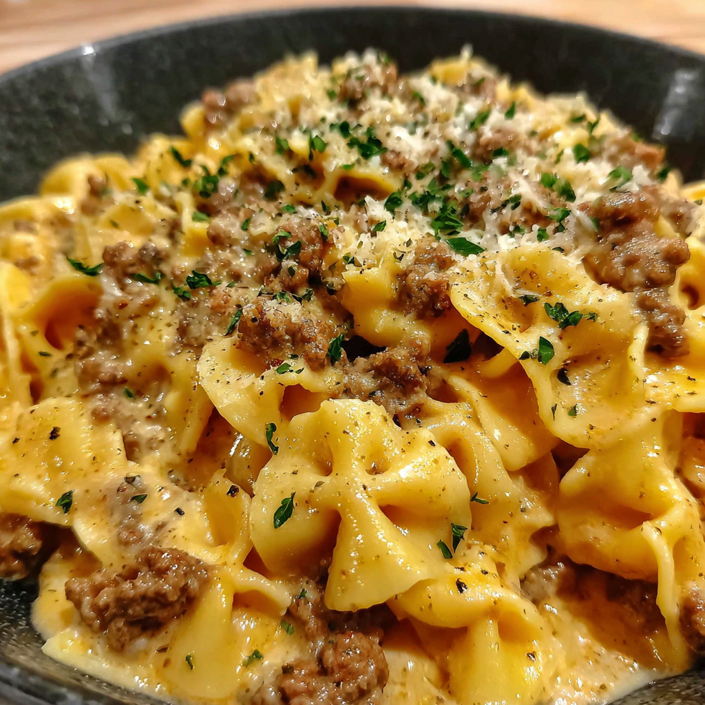 Delightful One-Pot Creamy Beef and Garlic Butter Pasta