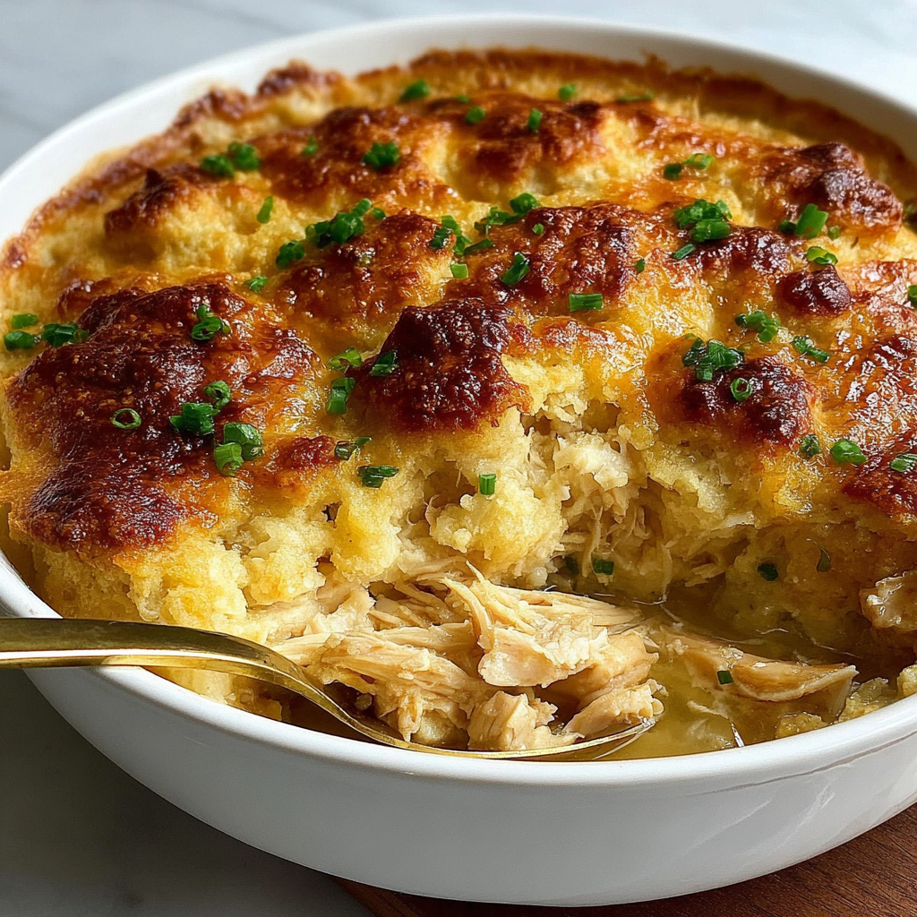 Hearty Cheesy Chicken Cobbler Casserole Recipe