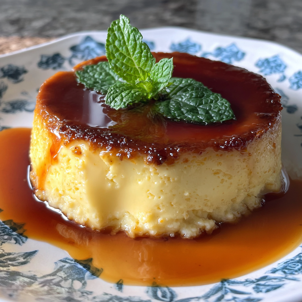 Indulging in Caramel Pudding and Soft Cake Delicacies